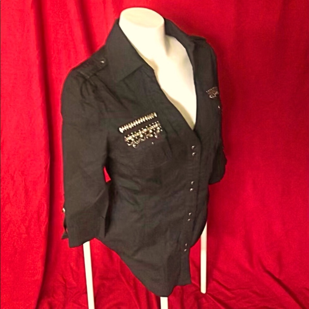 JANE NORMAN - Black Military Style Shirt with Medals